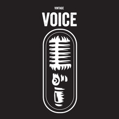 Vintage illustration of condenser microphone logo