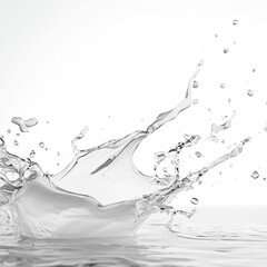 Dynamic water splash, creating elegant, abstract shapes against a bright background