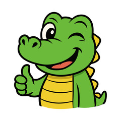 Cute Crocodile Cartoon Hand Thumb Mascot Alligator Illustration