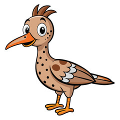 Cute cartoon bird with brown and black markings is standing tall
