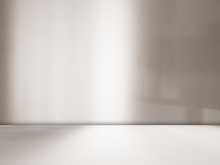 Begie background wall floor with shadow flower gradient old rose color backdrop, minimal podium stage loft for presentation product, empty mockup stand interior