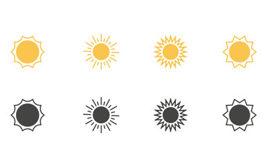 silhouettes of sun design, vector, isolated on transparent background
