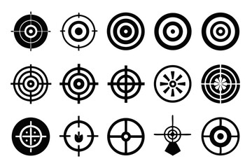 Crosshair bullseye target aiming icon set isolated on transparent background