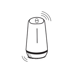 line art of smart speaker on the white background