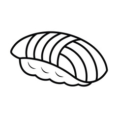 Simple line art illustration of a sushi nigiri dish for culinary and food themed designs