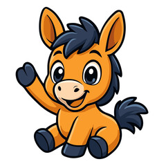 Donkey Cartoon Little Pony Illustration Sitting Donkey Mascot Illustrations