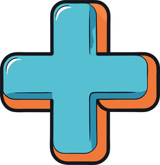 Obraz premium Blue and Orange Medical Cross 3D Style