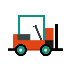 Simple flat design illustration of a red forklift