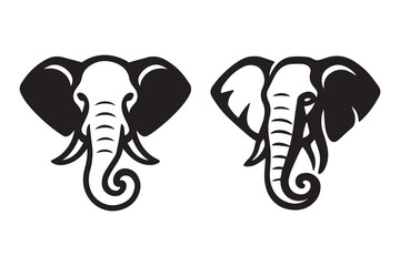 Elephant head silhouette with white background