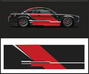 Custom Race Car Wrap Design Red Black and Grey Stripes