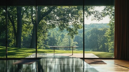 Glass House - Philip Johnsonâ€™s transparent residence in Connecticut, USA.