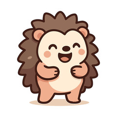 Hedgehog Cartoon Mascot Cute Porcupine Smiling Illustrations