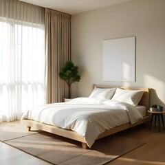 modern bedroom interior with white bed