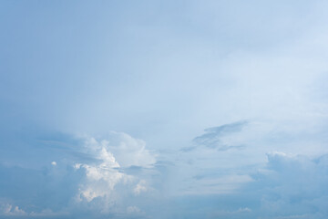 Serene Blue Sky with Fluffy White Cloudscape Peaceful Nature Background