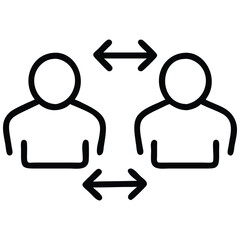 People Communication Icon Two Figures with Arrows Symbolizing Interaction and Exchange