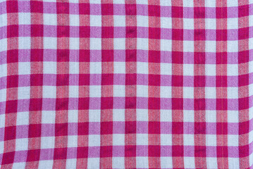 Pink and White Gingham Fabric Texture Checkered Cotton Textile Background