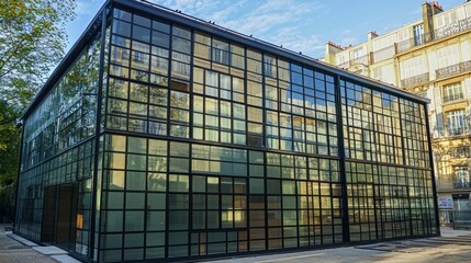 Obraz premium Maison de Verre - A unique glass house in Paris, France, blending industrial and residential design.