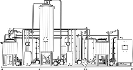 vector illustration of industrial machine design Pasteurizer for large scale factory 