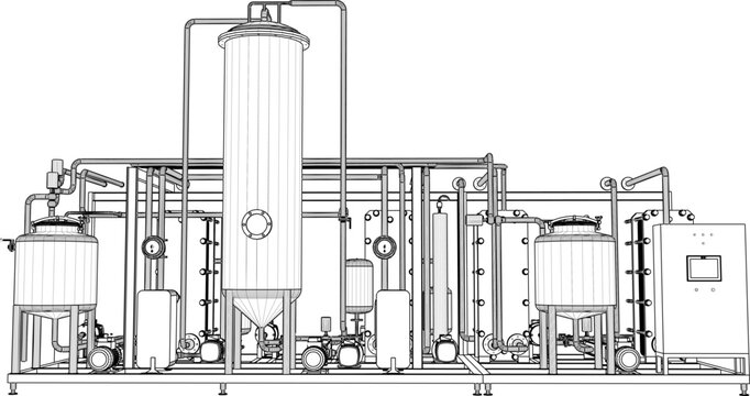 vector illustration of industrial machine design Pasteurizer for large scale factory 