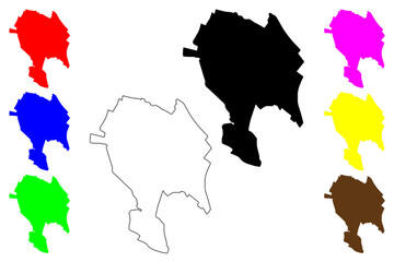 Qods city (Islamic Republic of Iran, Persia, IRI, Tehran province) map vector illustration, scribble sketch Qods map