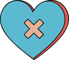 Fototapeta premium Blue Heart with Medical X Cross Inside