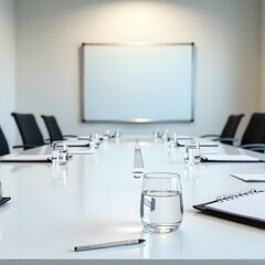 Empty Conference Room Table with Stationery 