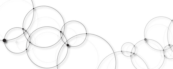 Abstract connecting dots and circles. Abstract vector illustration with overlapping circles, dots. Abstract geometric pattern for banner flyer design/social media status featuring interconnected art. © Fannaan