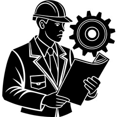 Silhouettes of a woman and man reading books in a business setting