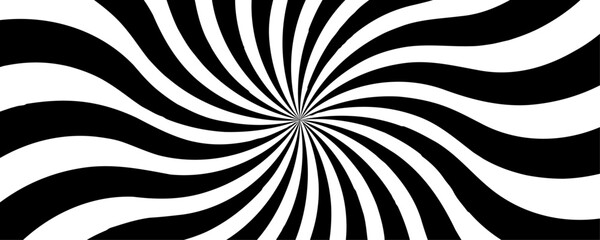 Spiral radial striped backdrop design. Dark black and white twisted swirl. Abstract background with rays retro starburst. Classic retro rays sunburst twisted design. Abstract Sunburst and Spiral art.
