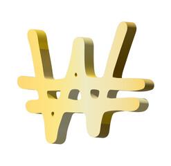 3d won currency symbol. Single element for design