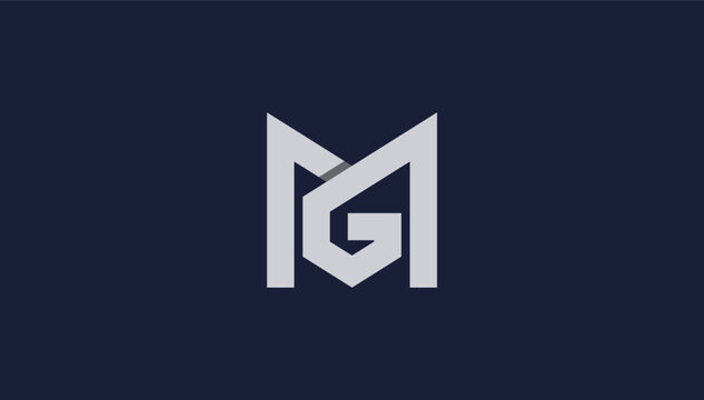 connected alphabet letter gm mg logo design
