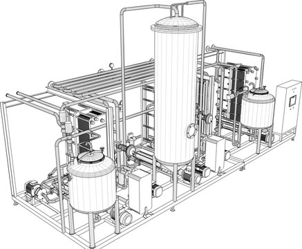 vector illustration of industrial machine design Pasteurizer for large scale factory