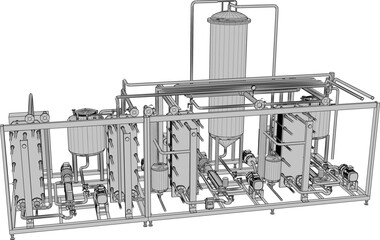vector illustration of industrial machine design Pasteurizer for large scale factory