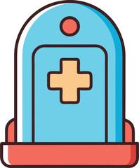 Obraz premiumFirst Aid Emergency Kit with Cross Icon