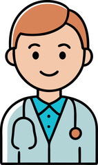 Fototapeta premium Cartoon doctor character with stethoscope. Flat vector illustration