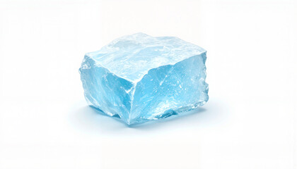 Obraz premium Blue ice crystal on white background