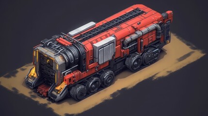 Futuristic, red transport vehicle