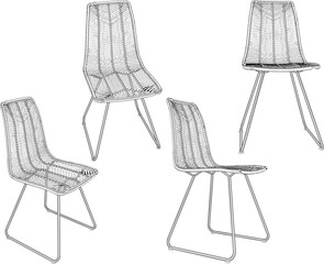 vector illustration of modern minimalist dining table and chair design