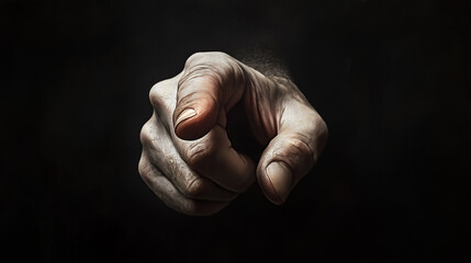 A hand pointing to the right. The hand is on a black background. The hand is pointing to something important