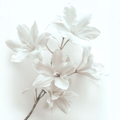 Fototapeta premium Delicate cluster of creamy white lilies on a plain background