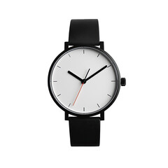 Minimalist round watch with black band and white face