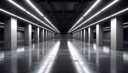 Fototapeta premium Empty, modern concrete hall