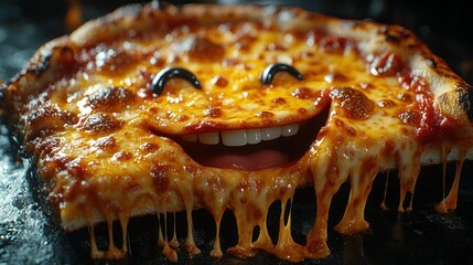 Happy melted pizza face