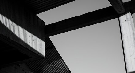 Fototapeta premium Black and white abstract architecture interior with an empty office corridor design