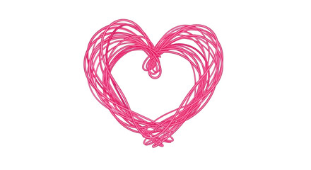 Fototapeta premium Pink Scribbled Heart Shape Created with Continuous Lines