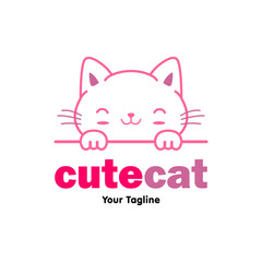 adorable cute cat logo