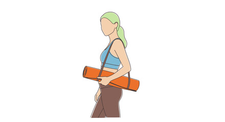 Side View of a Woman Carrying a Yoga Mat