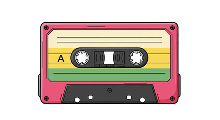 Retro Pink Audio Cassette Tape Illustration