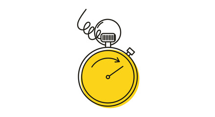 Simple Yellow Stopwatch with Black Outline and Details