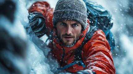 Ice climber winter sportsman
